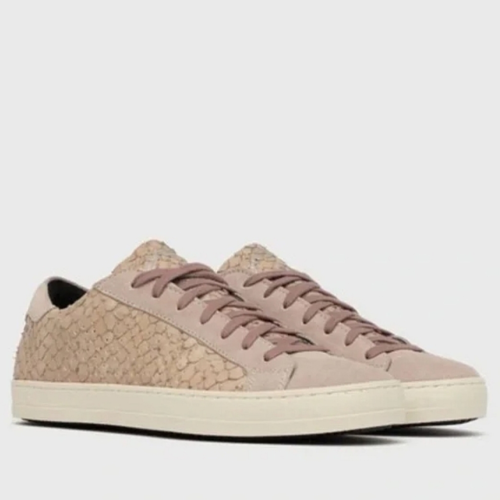 P448 "John" Snakeskin Pink Python Low Top Sneaker, Women's Size 8.5 - 9 - Picture 2 of 12